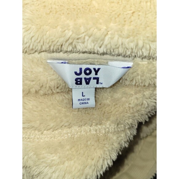 JoyLab Ivory Sherpa Pullover Sweatshirt Women’s L Quarter Zip Kangaroo Pocket - Picture 5 of 7